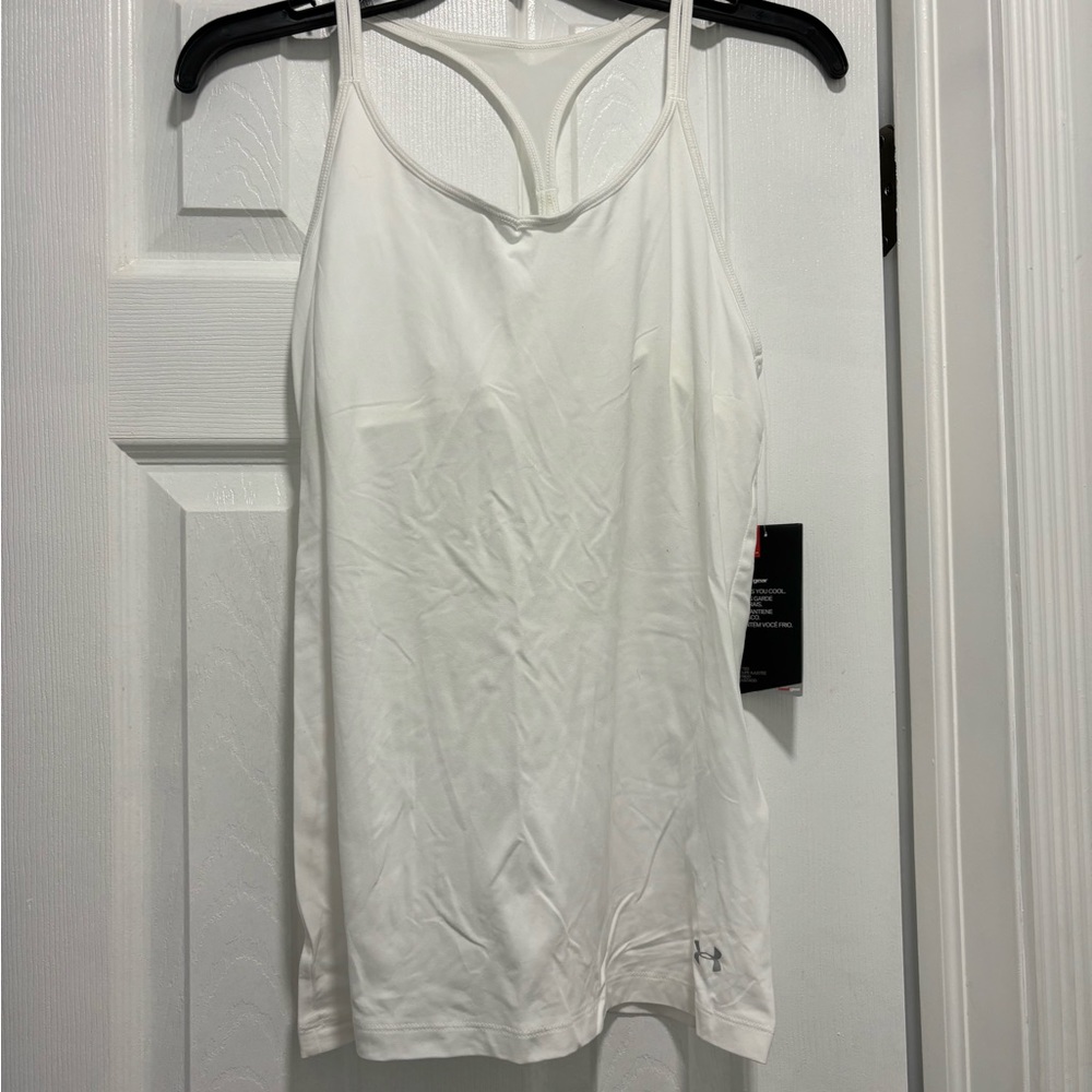 Under Armor NEW white built in bra running tank top, size medium.